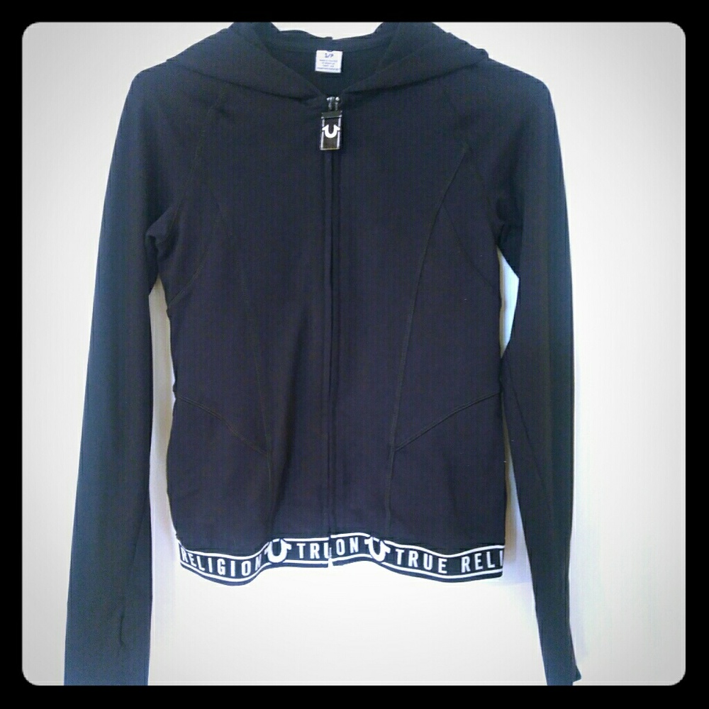 True Religion S Hooded Zip Jacket Elastic Waist